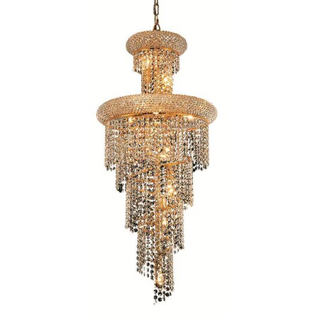 Elegant Lighting Spiral 10 light Gold Pendant Clear Royal Cut Crystal V1800SR16G/RC